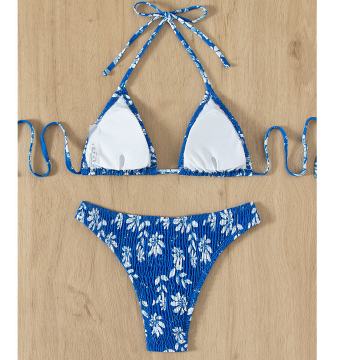 Pleated Tropical Brazilian Style Bikini