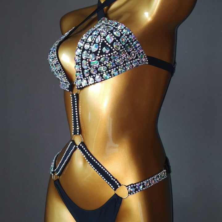 Bedazzled Strap Bikini- Black, White, or Pink