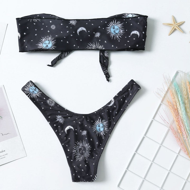 Mystic Sun Print Bikini- Black