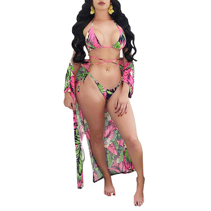 3pc Printed Cloak String Bikini