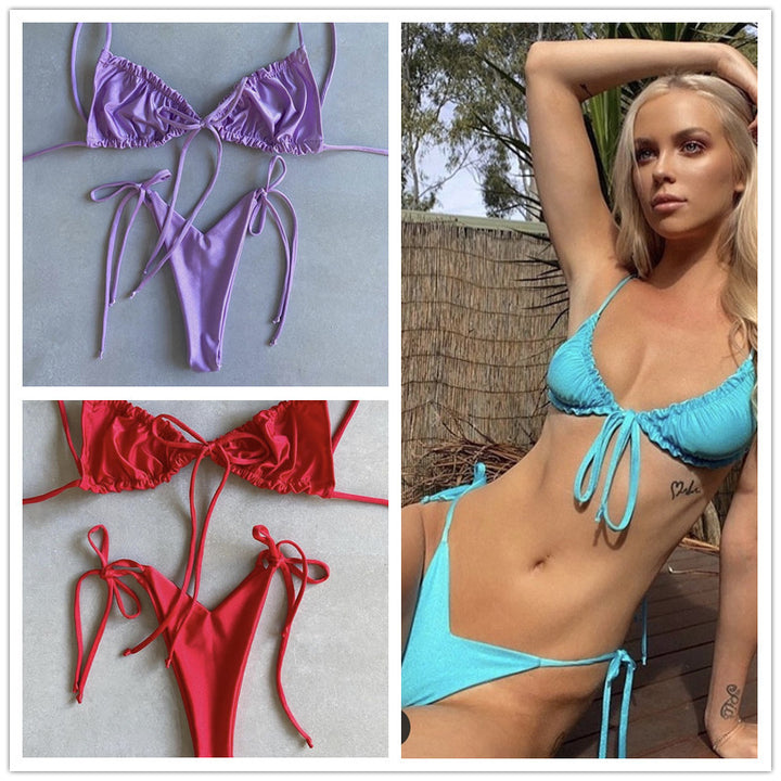 V-Cut String Bikini- various solid colors