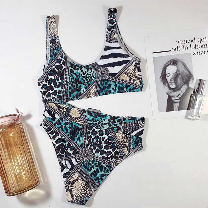 U-Neck Snakeskin Pattern Bikini