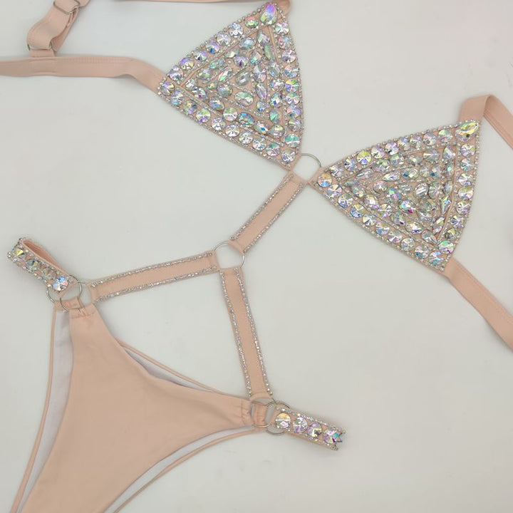 Bedazzled Strap Bikini- Black, White, or Pink