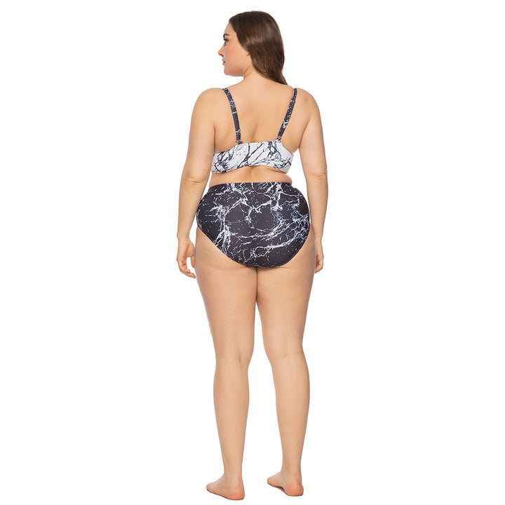 1pc Marble Design Monokini- Plus Size