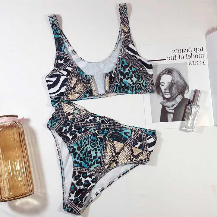 U-Neck Snakeskin Pattern Bikini
