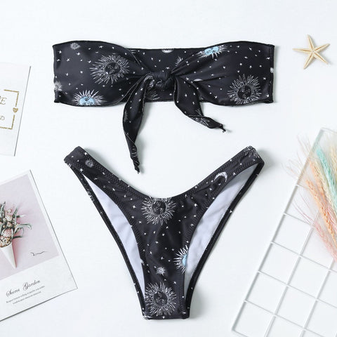 Mystic Sun Print Bikini- Black