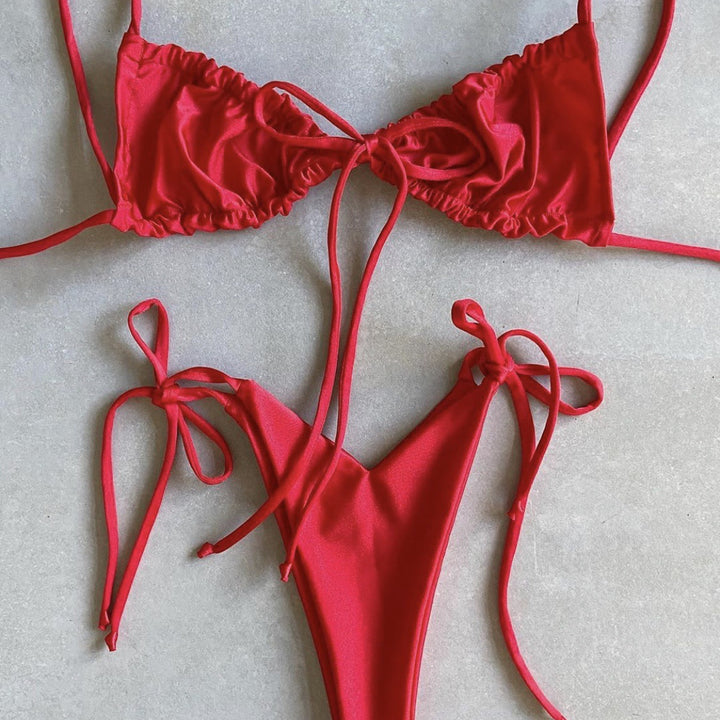 V-Cut String Bikini- various solid colors