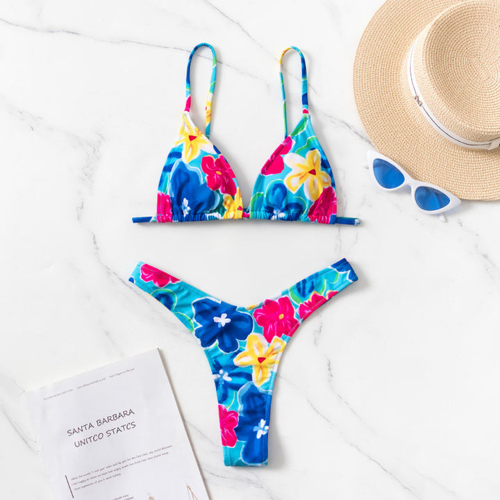 Thong Bikini- Tropical design, 2pc, various colors
