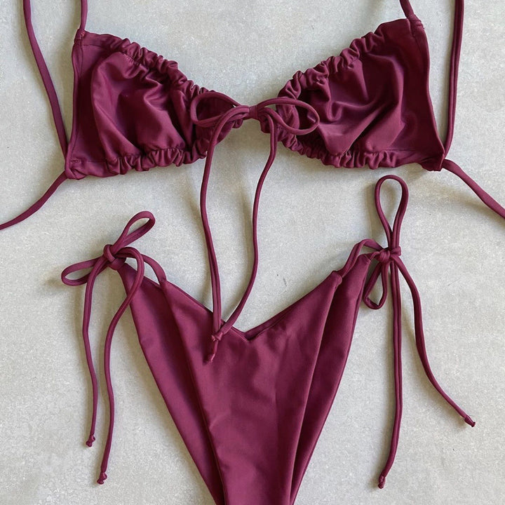 V-Cut String Bikini- various solid colors