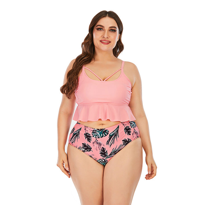 High Waist Triangle Printed Bikini- Plus sizes