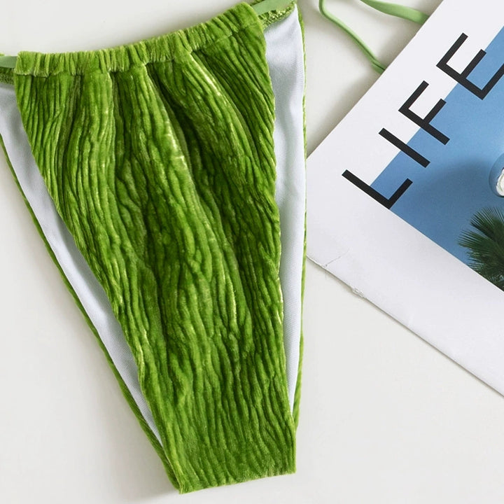 Lace-up String Bikini- Green