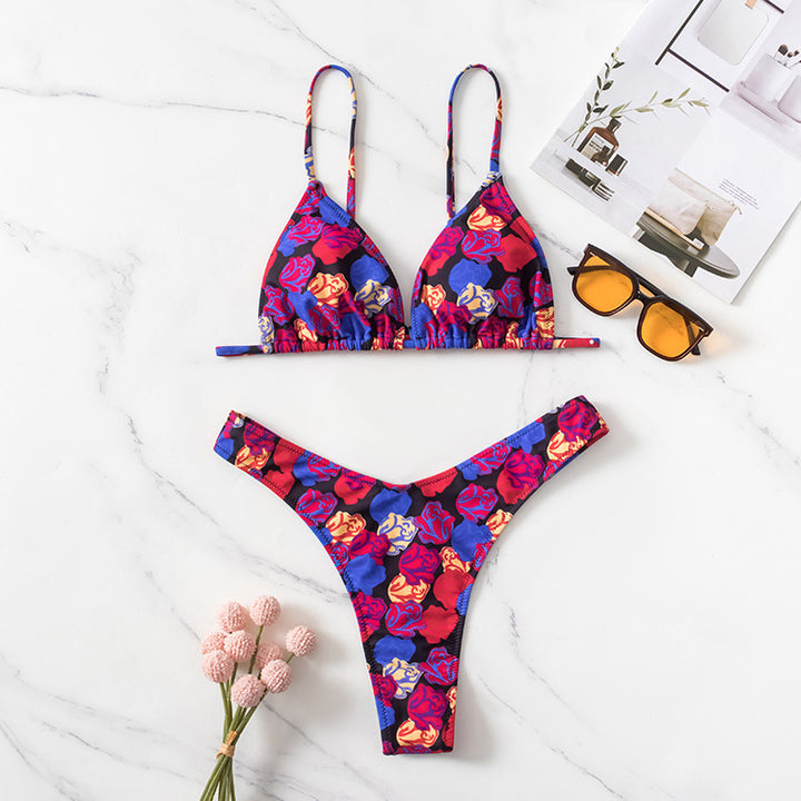 Thong Bikini- Tropical design, 2pc, various colors