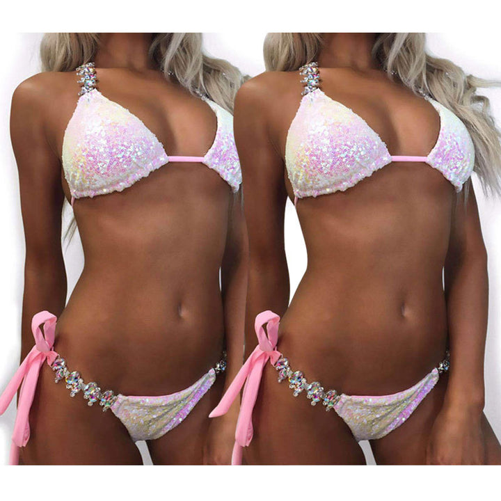 Rhinestone Sequin Bikini- Pink