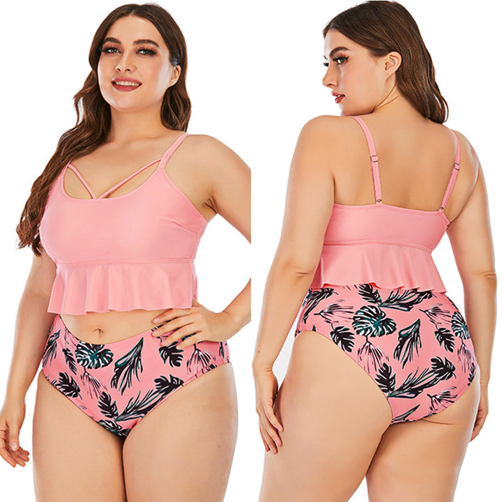 High Waist Triangle Printed Bikini- Plus sizes