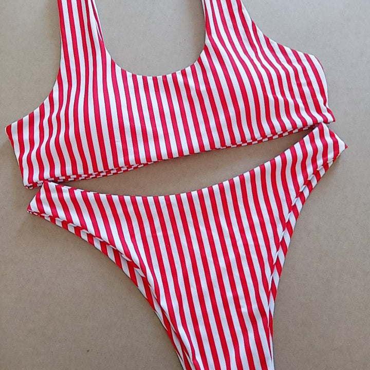 Striped Brazilian Style Bikini- various colors