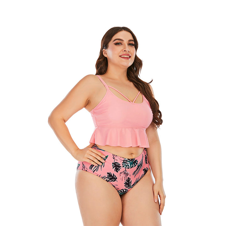 High Waist Triangle Printed Bikini- Plus sizes