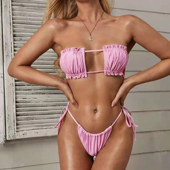 Pleated Drawstring Bikini- several colors/patterns